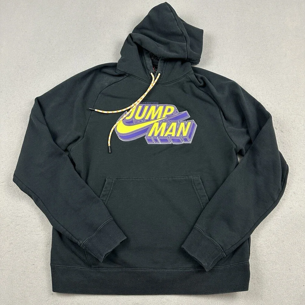 Jordan Hoodie Men Medium Black Jumpman Graphic Sweatshirt Pullover Basketball M